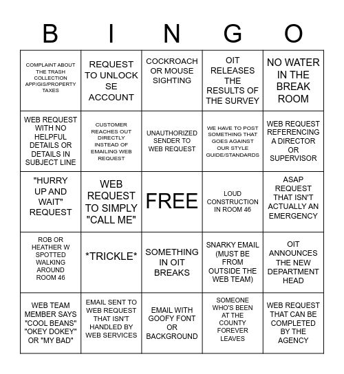 Web Services Bingo Card