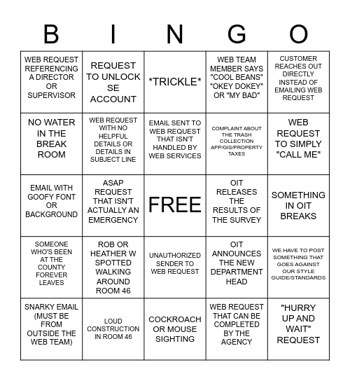 Web Services Bingo Card