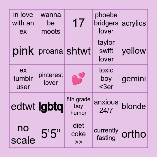 hopie’s bingo <333 Bingo Card