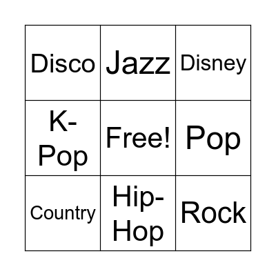 Musical Listening Bingo Card