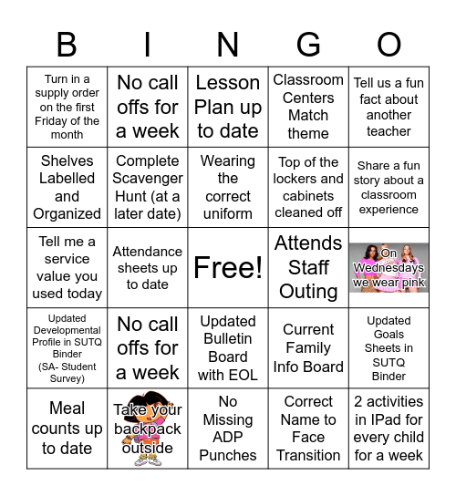 June/July Bingo Card