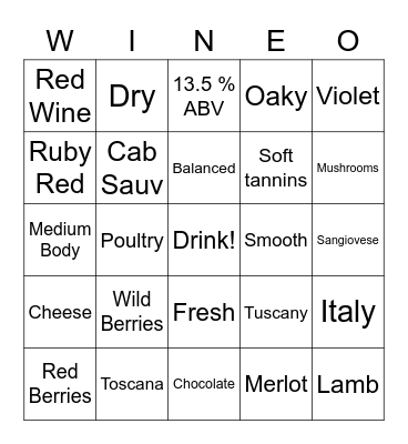 Cavaliere D'Oro Toscana Bingo Card