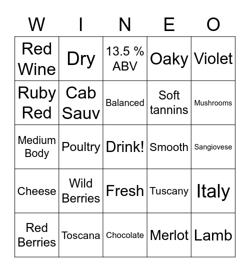 Cavaliere D'Oro Toscana Bingo Card