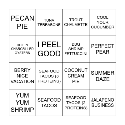 TACO TUESDAY! Bingo Card