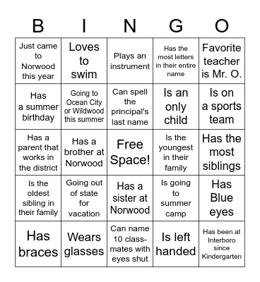 END OF YEAR BINGO Card