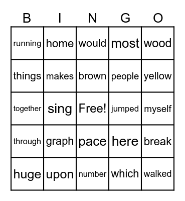 3rd Grade Site-Word Bingo Card