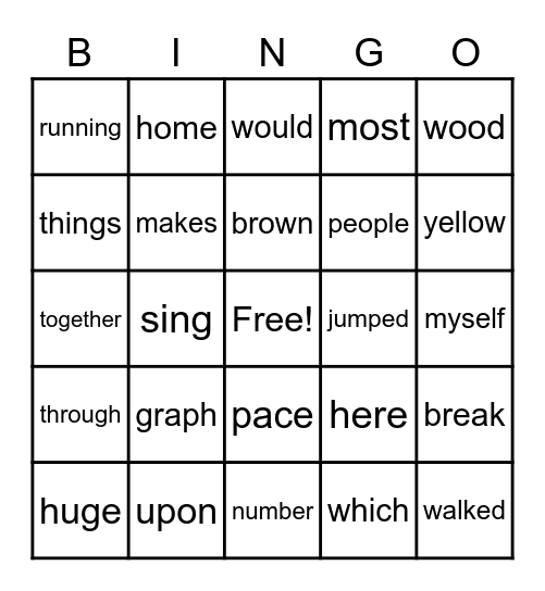 3rd Grade Site-Word Bingo Card