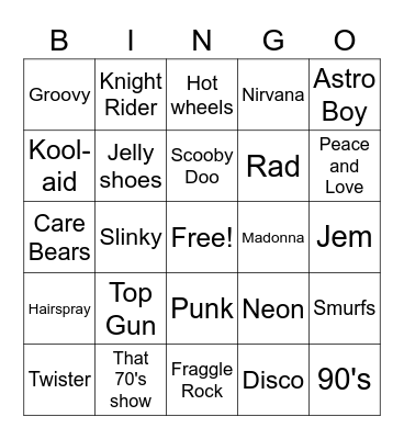Back to the Future BINGO Card
