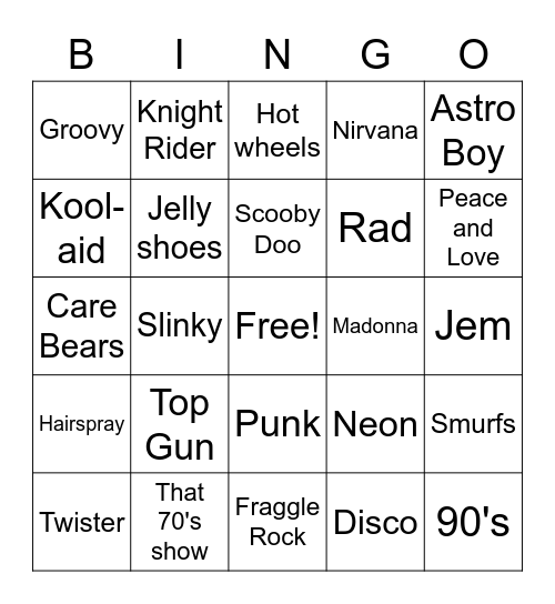 Back to the Future BINGO Card