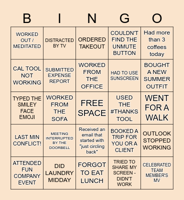 Admin Summer Happy Hour Bingo Card