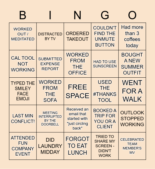 Admin Summer Happy Hour Bingo Card