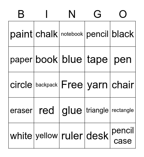 everybody up Bingo Card