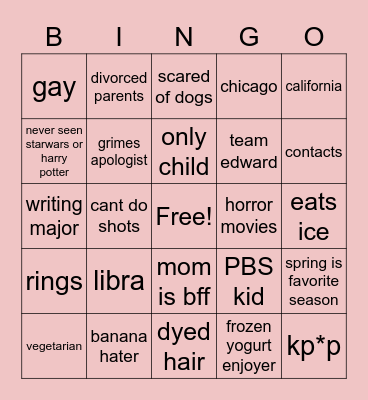 Sophia bingo Card