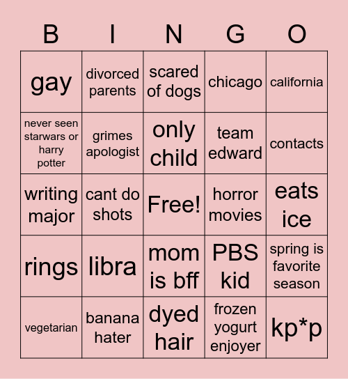 Sophia bingo Card