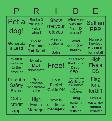 4018 PRIDE BINGO Card