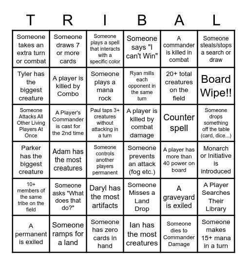 Final Pod Bingo Card