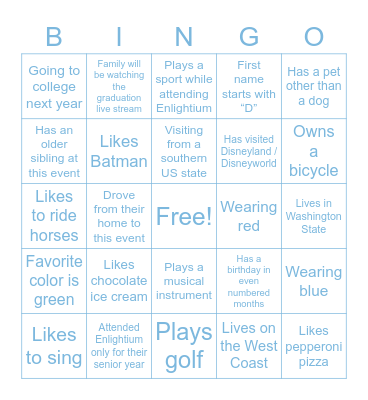 Enlightium Bingo: Find Someone who... Bingo Card