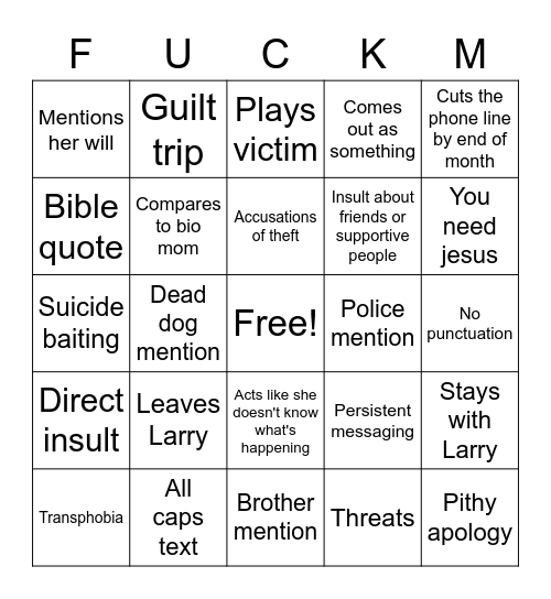 Oh God Bingo Card