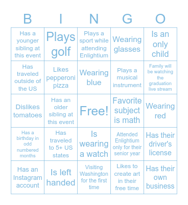 Enlightium Bingo: Find someone who... Bingo Card