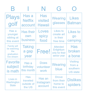 Enlightium Bingo: Find someone who... Bingo Card