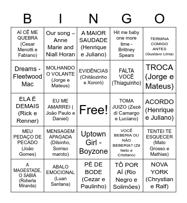 BINGO MUSICAL CAIPIRA Bingo Card
