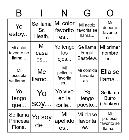 BINGO: Proficiencia Bingo Card