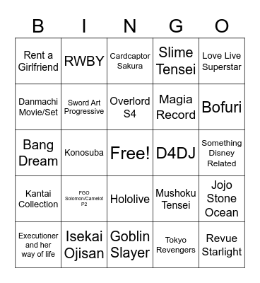 Danny Bingo Card