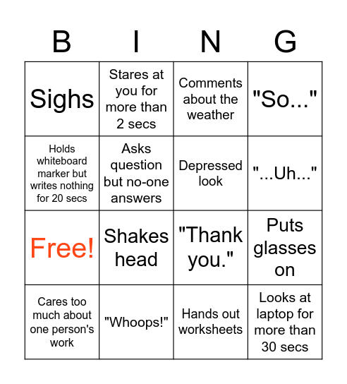 Mrs. E Bingo Card