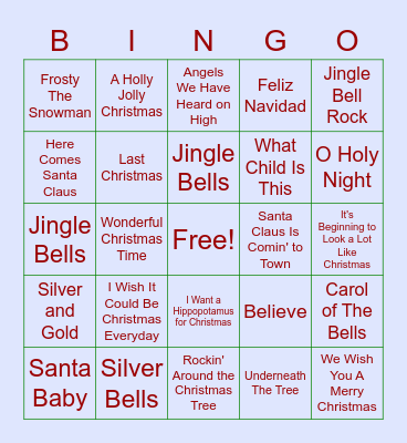 Santa's Summer Vacation Bingo Card