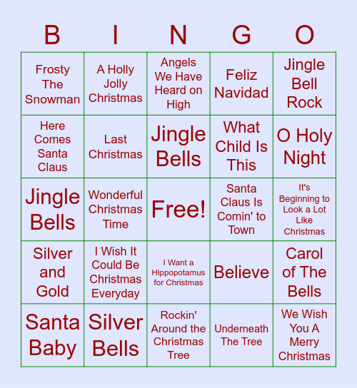 Santa's Summer Vacation Bingo Card