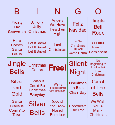 Santa's Summer Vacation Bingo Card