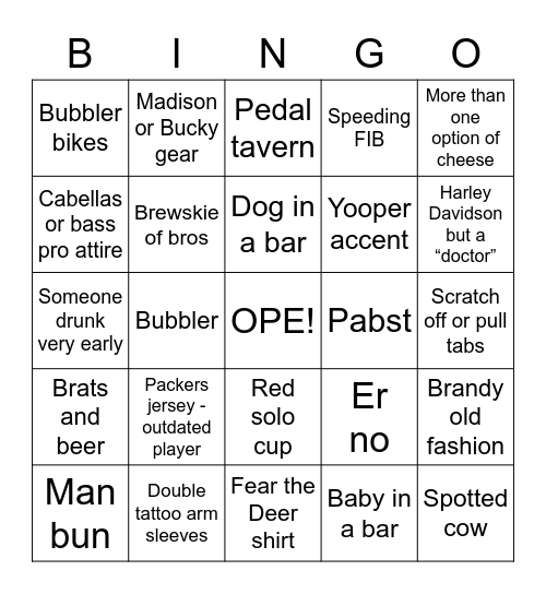 Milwaukee Bingo Card