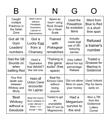 Heart Gold/Soul Silver Nuzlocke Bingo Card