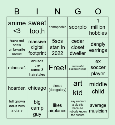 morgan Bingo Card