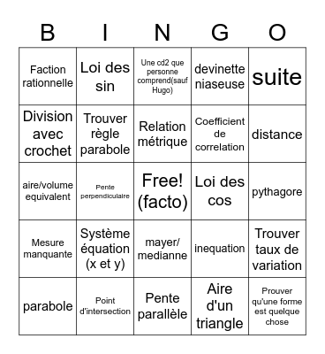 Math SN 2022 Bingo Card