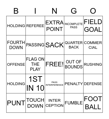 SUPERBOWL BINGO Card