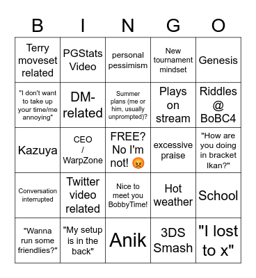 Big Papa x BobbyTime, Ignition 271 Bingo Card