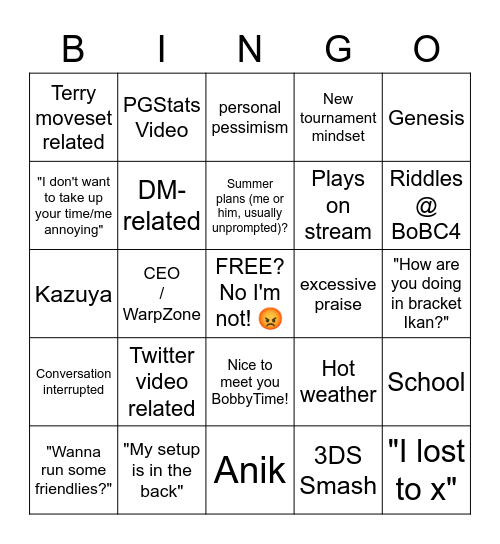 Big Papa x BobbyTime, Ignition 271 Bingo Card