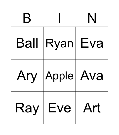 Ryan我們來玩BINGO Card