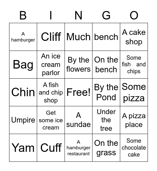 Class 4 Lesson 10 Bingo Card