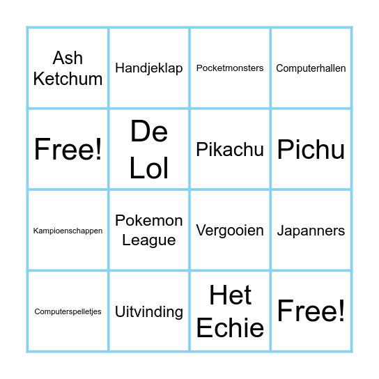 Pokemon Bingo Card