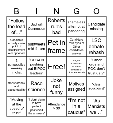 forum 2022 Bingo Card