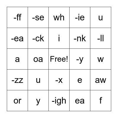 PHONICS BINGO! Bingo Card