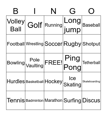 SPORTS Bingo Card