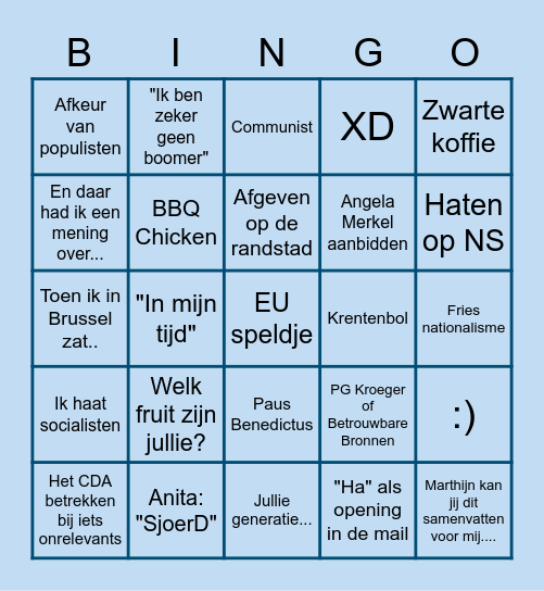 De Grote Sjoerd Wijnsma Bingokaart Bingo Card