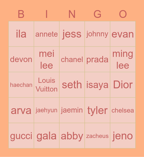 Gala Bingo Card