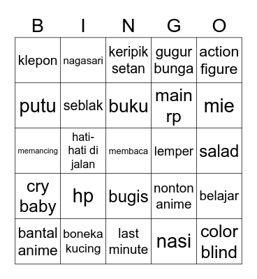 dab! Bingo Card