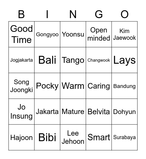 Bae's Bingo Card