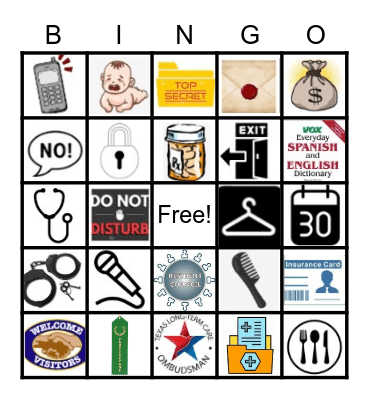 Resident Rights Bingo Card