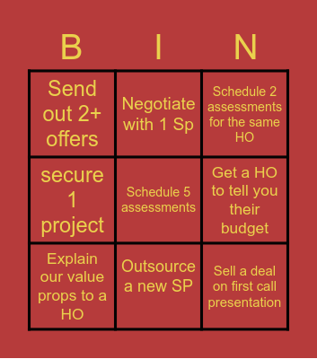 Fencing Team BINGO Card